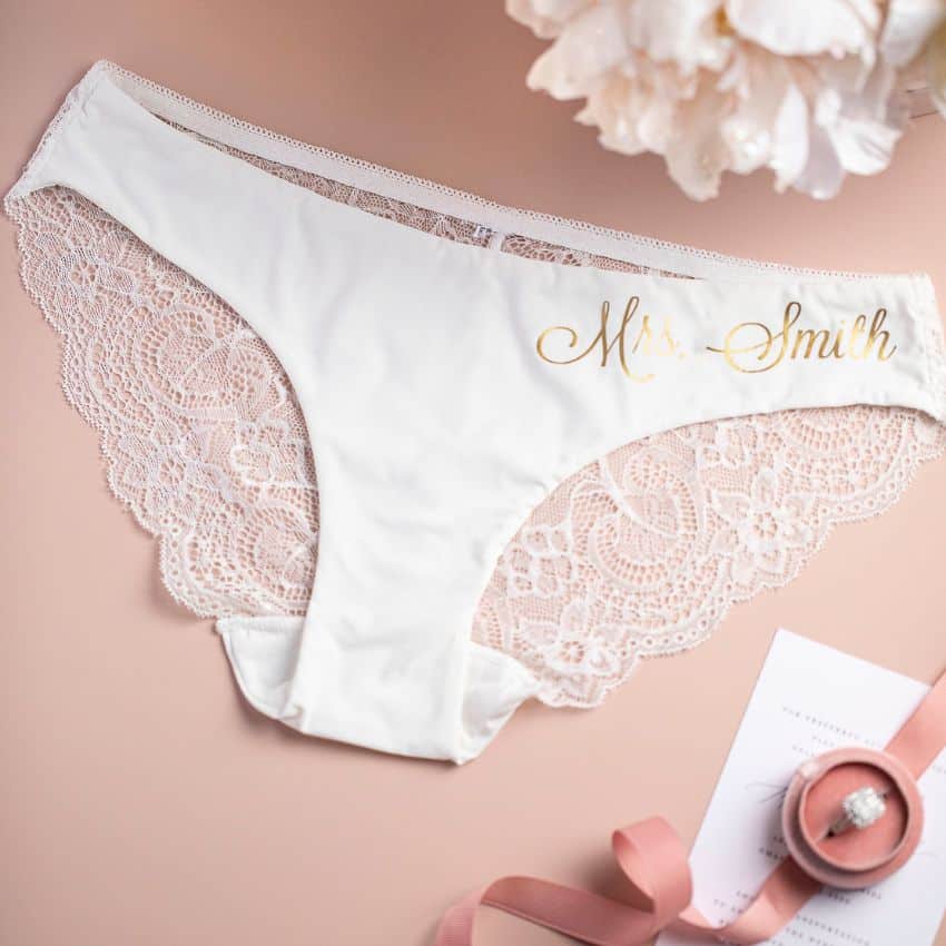 Bride Panties by GiftsMadeForYouShop on Etsy - 40+ Best honeymoon gift ideas for the wedding couple - The Wedding Club