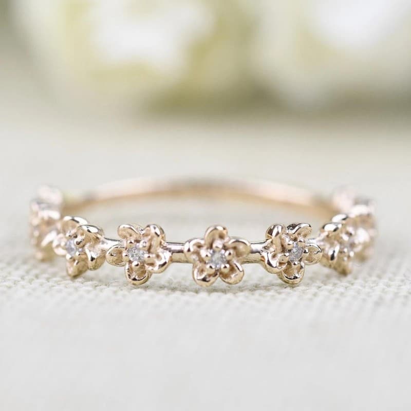Adorable Floral Diamond ring by KoalaJewelleryDesign on Etsy - How to Choose the Perfect Floral Pattern Wedding Band - The Wedding Club